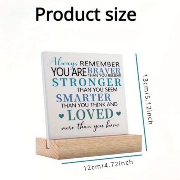 NEW Motivation Quote Desk Decor with Wooden Stand Inspirational Quote Plaque - Picture 2 of 13